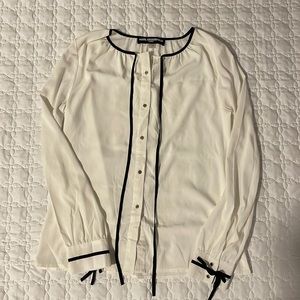 Button down classy white and black shirt